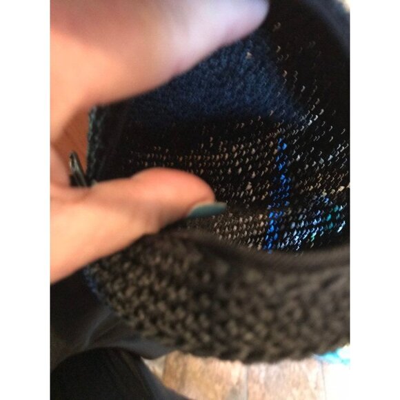 Vintage 1960's Crochet Round Purse Shoulder Crossbody Bag Black Handmade Zipper - Picture 6 of 6